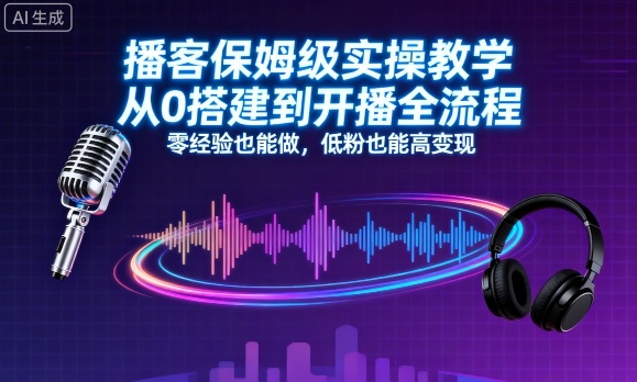 播客保姆级实操教学，从0搭建到开播全流程，零经验也能做，低粉也能高变现-副业吧