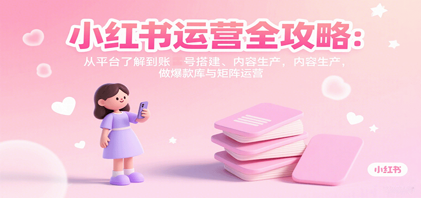 小红书运营全攻略：从平台了解到账号搭建、内容生产，做爆款库与矩阵运营-副业吧