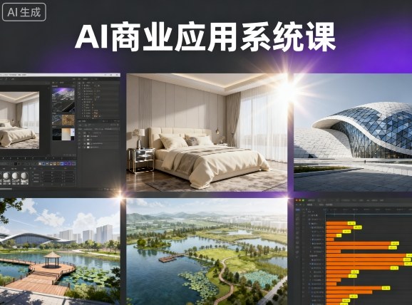 AI商业应用系统课,室内-软装-建筑-景观,智能设计+效果图+动画画实战-副业吧