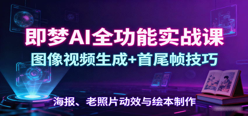 即梦AI全功能实战课：图像视频生成+首尾帧技巧，海报、老照片动效与绘本制作-副业吧