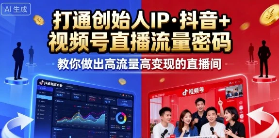 【精】25年直播9-10两期线下课，打通创始人IP，抖音+视频号直播流量密码，教你做出高流量高变现的直播间-副业吧