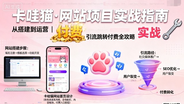 卡哇猫·网站项目,网站搭建与运营以及引流跳转付费-副业吧