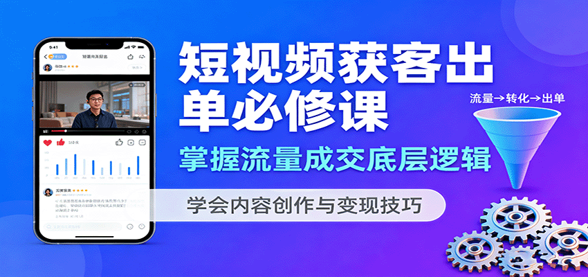 短视频获客出单必修课:掌握流量成交底层逻辑,学会内容创作与变现技巧-副业吧