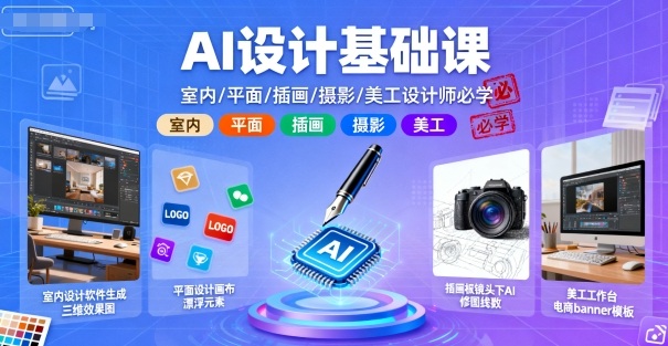 AI设计基础课,室内、平面、插画、摄影、美工设计师必学的-副业吧