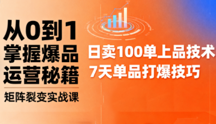 抖音小店爆品打造与矩阵裂变实战课-副业吧