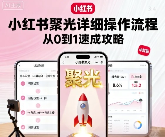 小红书聚光详细操作流程，小红书聚光从0到1速成攻略-副业吧