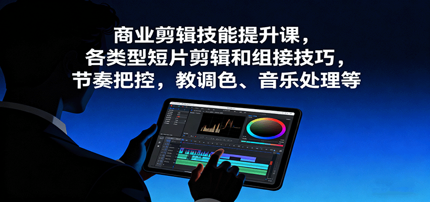 商业剪辑技能提升课,各类型短片剪辑和组接技巧,节奏把控,教调色、音乐处理等-副业吧