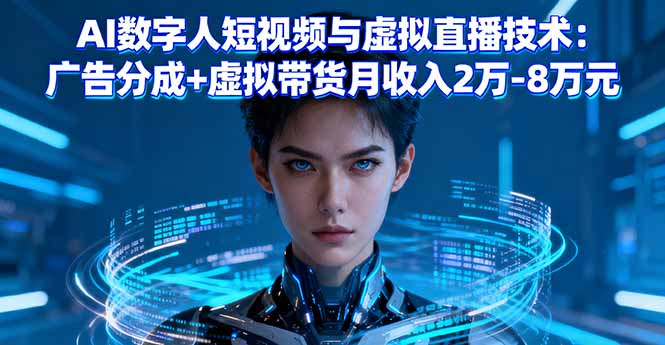 AI数字人短视频与虚拟直播技术：广告分成+虚拟带货月收入2万-8万元-副业吧