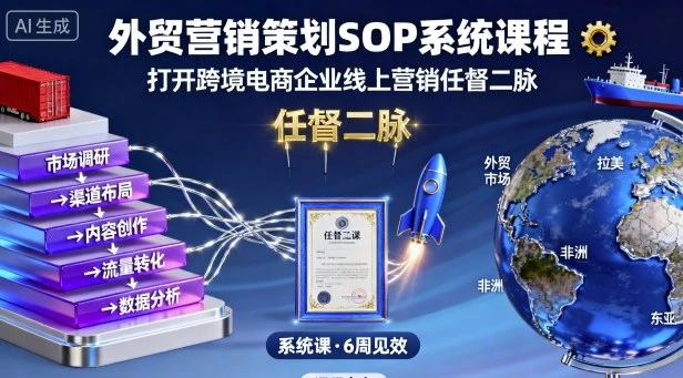 【精】外贸营销策划SOP系统课程，打开跨境电商企业线上营销任督二脉-副业吧