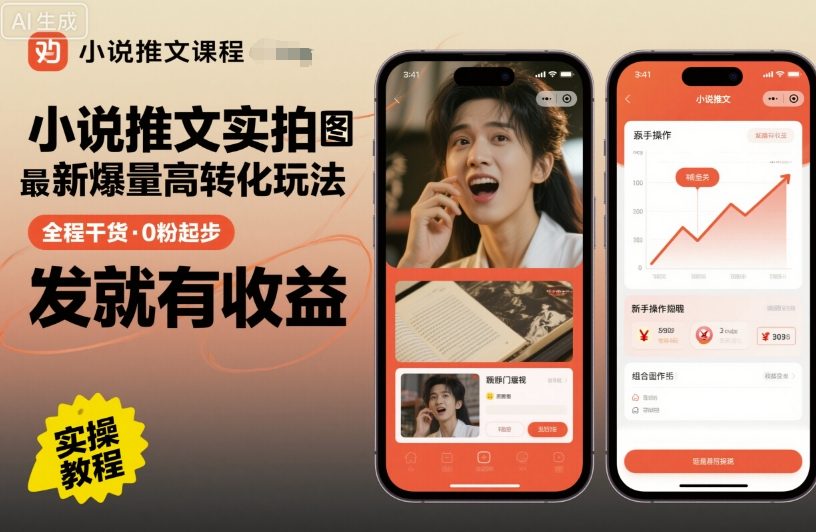 小说推文实拍双图文最新爆量高转化玩法,全程干货,0粉起步,发就有收益-副业吧