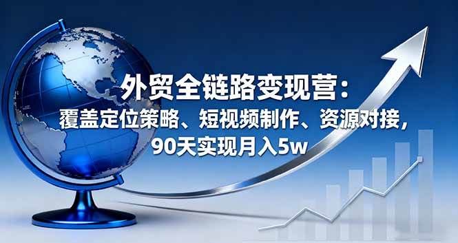 (16173期)外贸全链路变现营:覆盖定位策略、短视频制作、资源对接,90天实现月入5w-副业吧