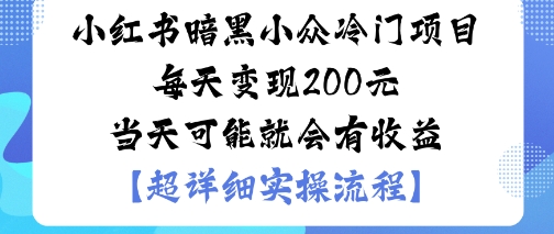 小红书暗黑小众冷门项目每天变现2张当天可能就会有收益-副业吧