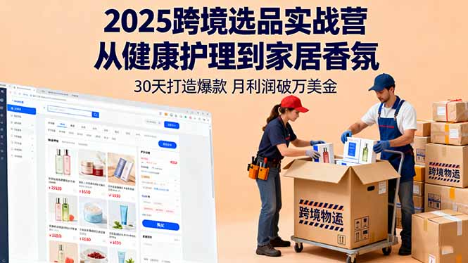 2025跨境选品实战营：从健康护理到家居香氛，30天打造爆款,月利润破万美金-副业吧