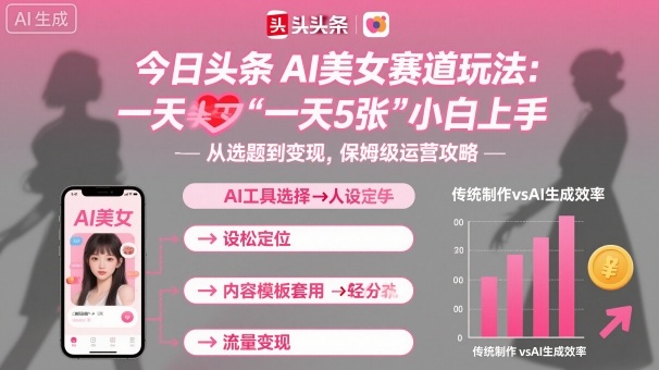 今日头条AI美女赛道玩法，一天轻松5张，小白轻松上手-副业吧