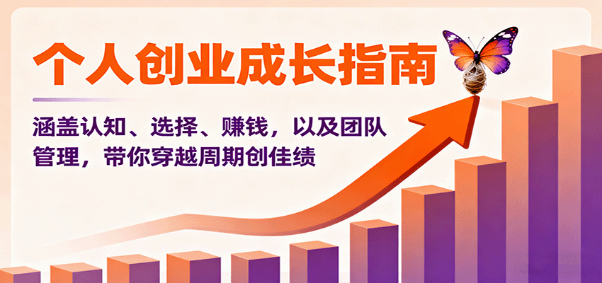 个人创业成长指南:涵盖认知、选择、赚钱,以及团队管理,带你穿越周期创佳绩-副业吧