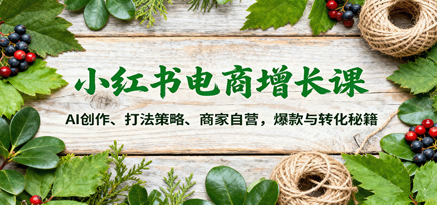 小红书电商增长课:AI创作、打法策略、商家自营,爆款与转化秘籍-副业吧