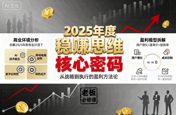 【精】2025年度稳賺思维老板创业营，拆解2025年新商业环境下，企业实现持续盈利的核心密码-副业吧