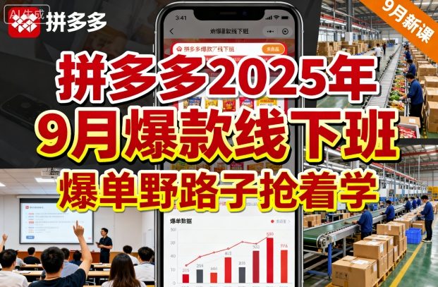 【精】拼多多2025年9月爆款线下班,爆单野路子抢着学-副业吧