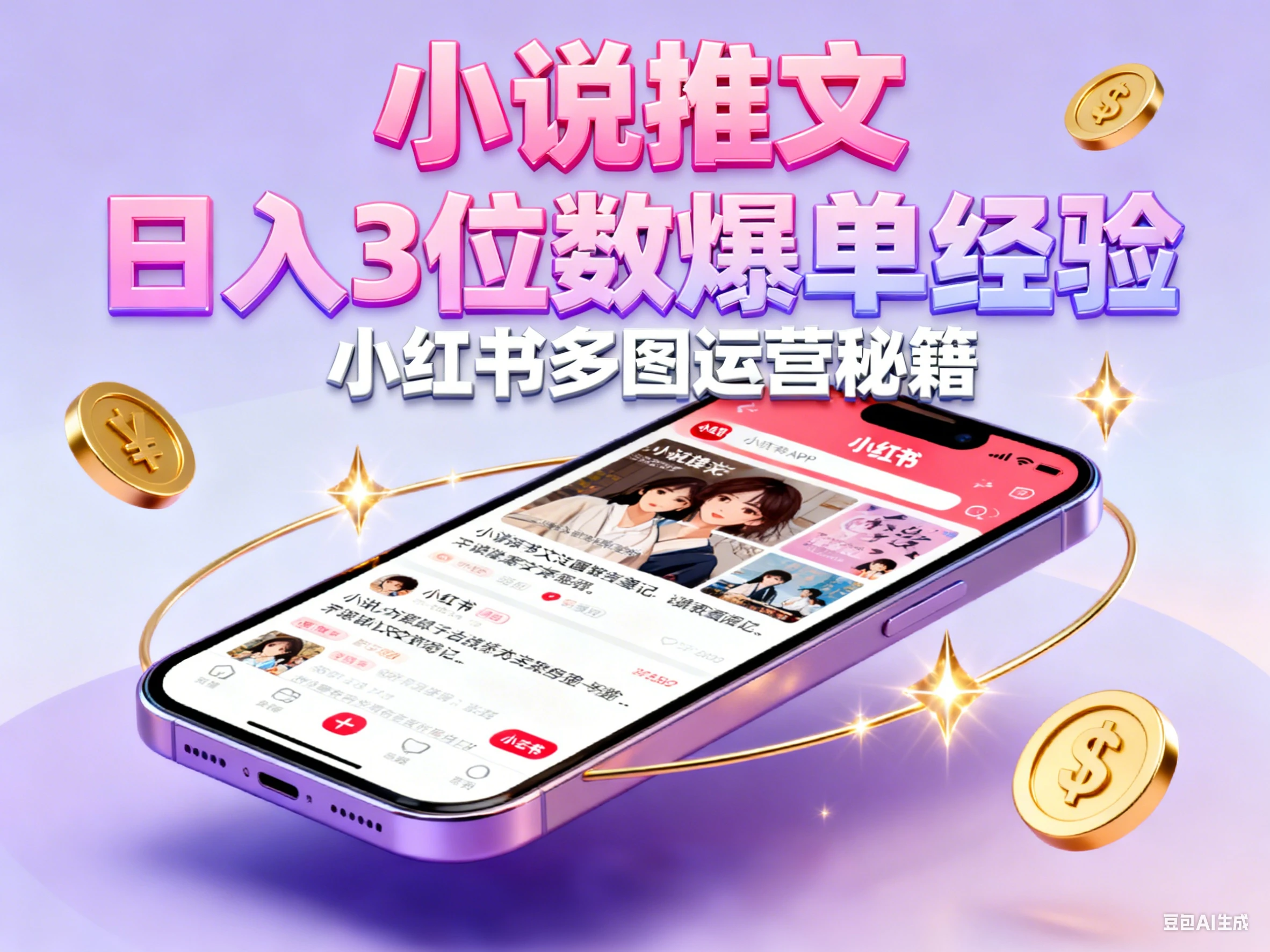 小说推文 小红书多图每天稳定3位数收益爆单大佬经验分享-副业吧