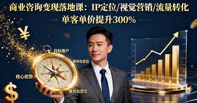 商业咨询变现落地课：IP定位/视觉营销/流量转化，单客单价提升300%-副业吧