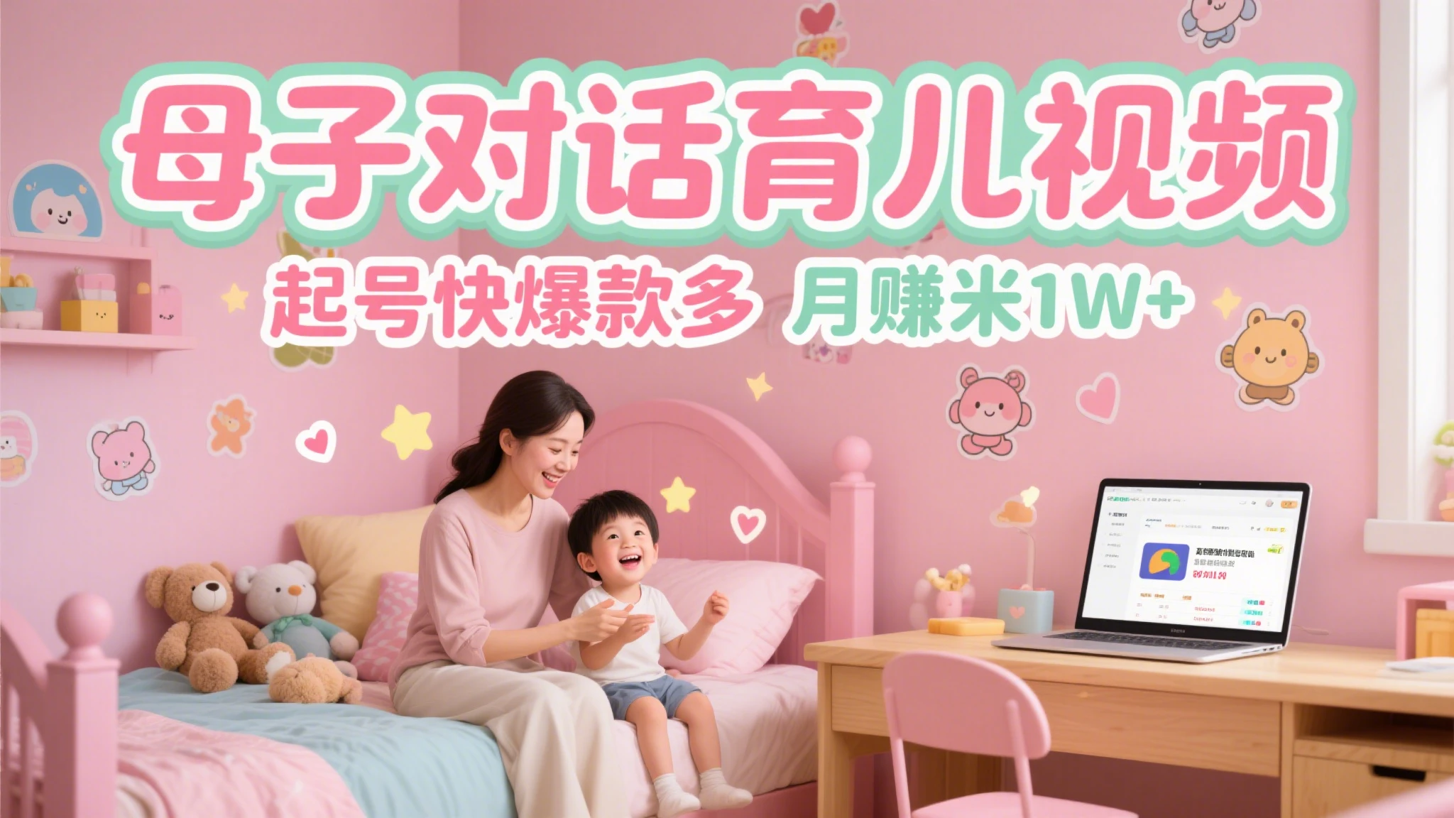 AI生成母子育儿对话视频，起号快爆款多，多渠道变现，日入1000+-副业吧