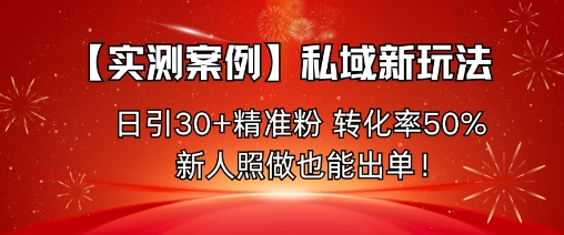 【实测案例】私域新玩法,日引30+精准粉,转化率50%,新人照做也能出单!-副业吧