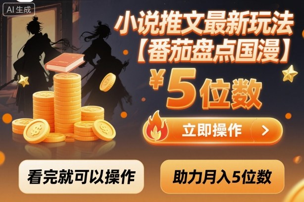 小说推文最新玩法,助力月入5位数【番茄盘点国漫】玩法,看完就可以操作-副业吧