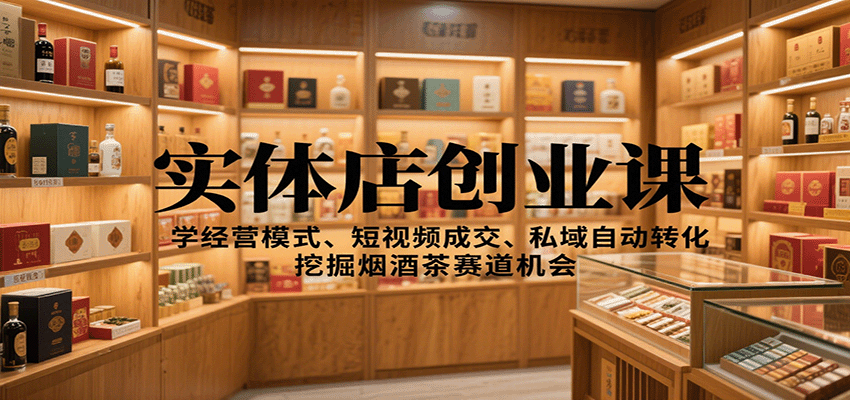实体店创业课:学经营模式、短视频成交、私域自动转化,挖掘烟酒茶赛道机会-副业吧