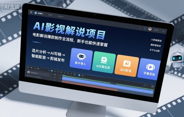 AI影视解说项目，电影解说爆款制作全流程，新手也能快速掌握-副业吧