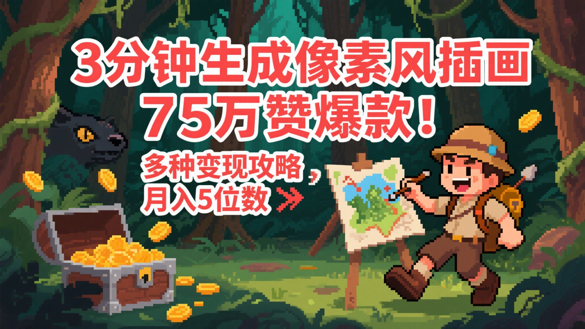 AI像素风视频，单条点赞75万，谁发谁火系列，多种变现方式，日入1000+-副业吧