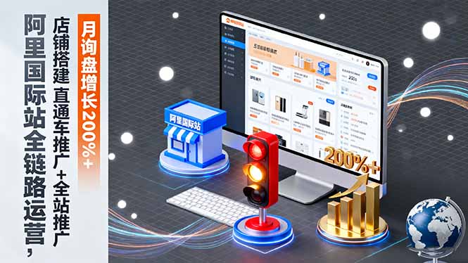 阿里国际站全链路运营，店铺搭建+直通车推广+全站推广，月询盘增长200%+-副业吧