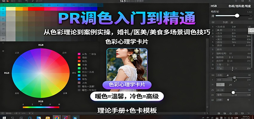 PR调色入门到精通：从色彩理论到案例实操，婚礼/医美/美食多场景调色技巧-副业吧