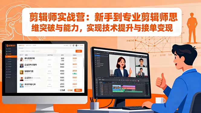 剪辑师实战营:新手到专业剪辑师思维突破与能力,实现技术提升与接单变现-副业吧