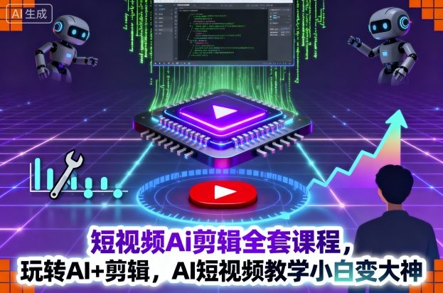 短视频Ai剪辑全套课程，玩转AI+剪辑，AI短视频教学小白变大神-副业吧