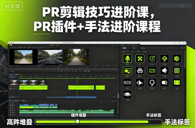 PR剪辑技巧进阶课，PR插件+手法进阶课程-副业吧