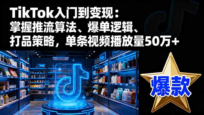 TikTok入门到变现:掌握推流算法、爆单逻辑、打品策略,单条视频播放量50w-副业吧