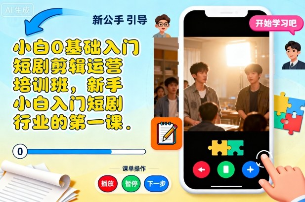 小白0基础入门短剧剪辑运营培训班，新手小白入门短剧行业的第一课-副业吧