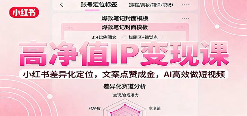 高净值IP变现课:小红书差异化定位,文案点赞成金, AI高效做短视频-副业吧