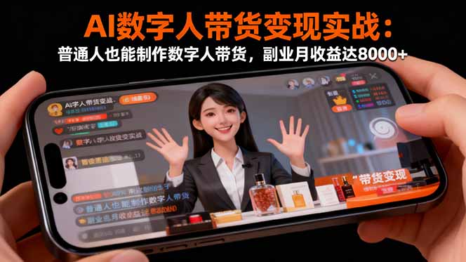 AI数字人带货变现实战:普通人也能制作数字人带货,副业月收益达8000+-副业吧