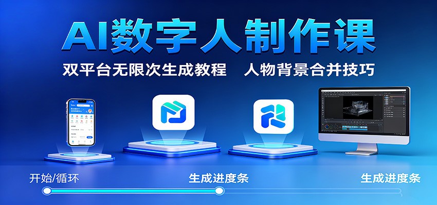 AI数字人制作课:双平台无限次生成教程,人物背景合并技巧-副业吧