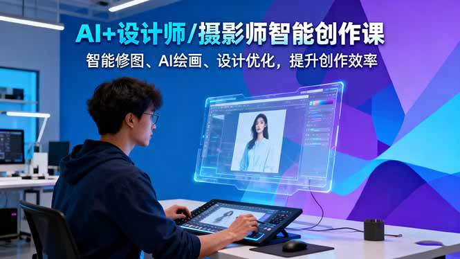 AI+设计师/摄影师智能创作课:智能修图、AI绘画、设计优化,提升创作效率-副业吧