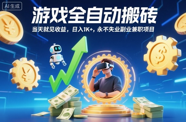 游戏全自动搬砖,当天就见收益,日入1K+,永不失业副业兼职项目【揭秘】-副业吧