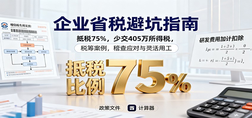 企业省税避坑指南:抵税75%,少交405万所得税,税筹案例,稽查应对与灵活用工-副业吧
