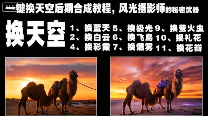 一键换天空后期合成教程，风光摄影师的秘密武器-副业吧