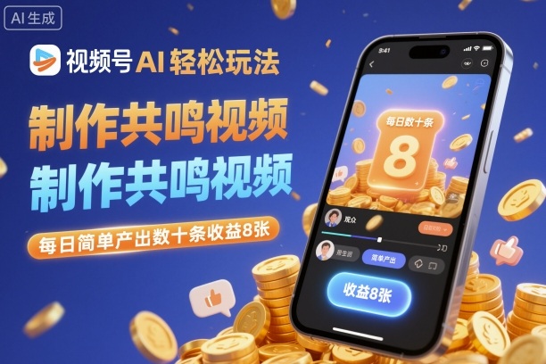 视频号AI轻松玩法,制作共鸣视频,每日简单产出数十条收益8张-副业吧