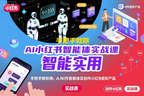 AI小红书智能体实战课，手把手教你用AI制作智能体及创作小红书虚拟产品，提效+内容商业化-副业吧