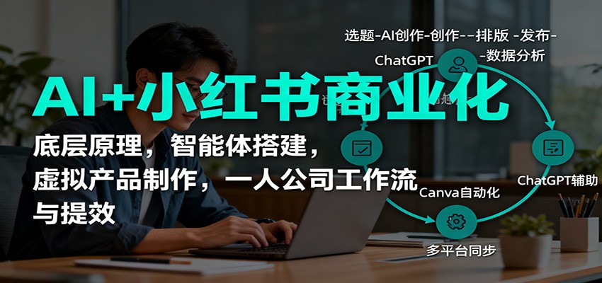 AI+小红书商业化,底层原理,智能体搭建,虚拟产品制作,一人公司工作流与提效-副业吧