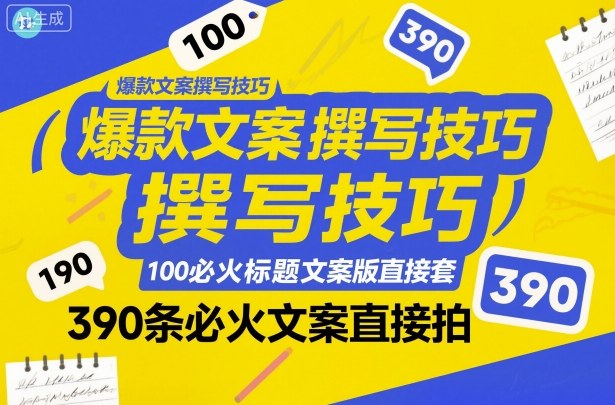 爆款文案撰写技巧,100个必火标题文案模版直接套,390条必火文案直接拍-副业吧