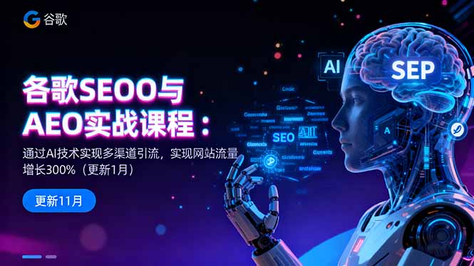 谷歌SEO与AEO实战课程:通过AI技术实现多渠道引流,实现网站流量增长300%-副业吧