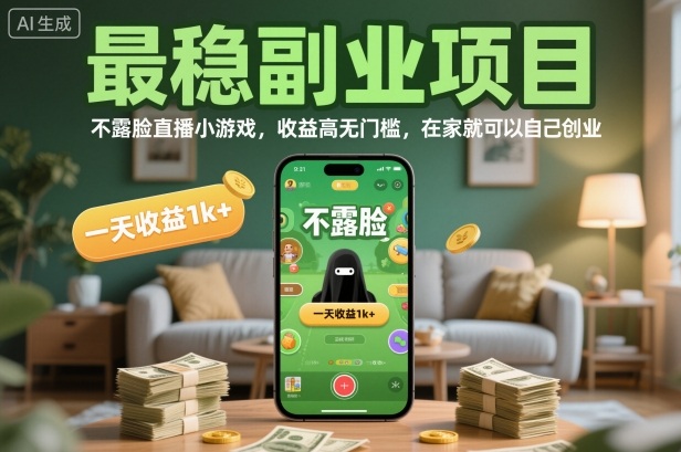 最稳副业项目,不露脸直播小游戏,收益高无门槛,一天收益1k+,在家就可以自己创业【揭秘】-副业吧